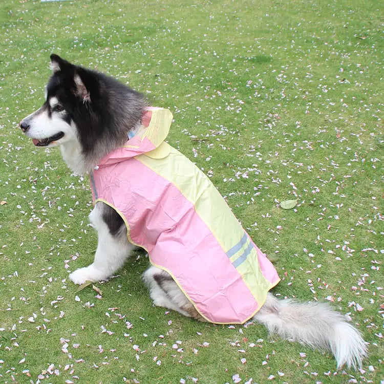 Big Dog Raincoat with Reflective Strips for Pets
